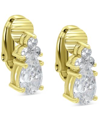 Cubic Zirconia Pear-Shape Clip-On Stud Earrings, Created for Macy's