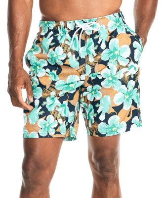 Nautica - Men's 8" Hibiscus-Print Elastic-Waist Swim Trunks