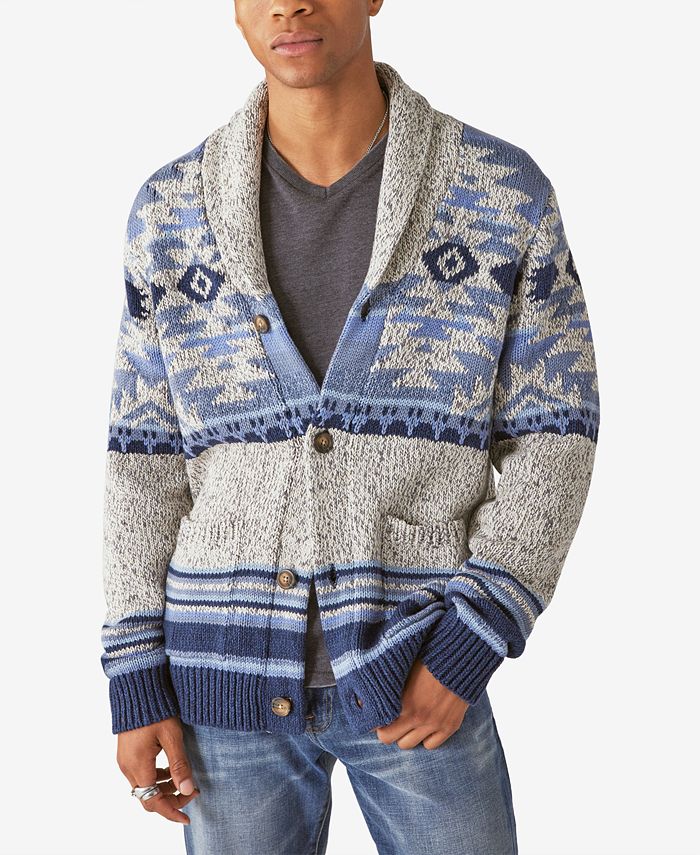 Lucky Brand Men's Southwestern Print Shawl Cardigan Sweater - Macy's