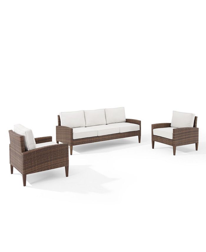Crosley Capella Outdoor Wicker 3 Piece Sofa Set Macy's