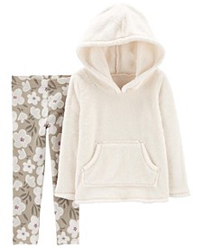 Baby Girls Fuzzy Hoodie and Leggings, 2 Piece Set