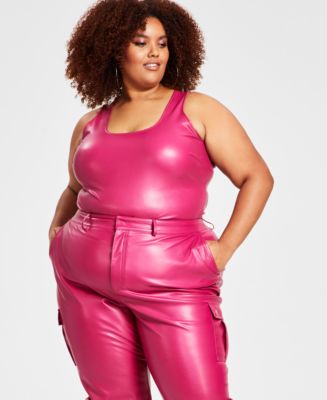 Nina Parker Plus Size Pleather Tank Scoop-Neck Bodysuit, Created for Macy's  - Macy's