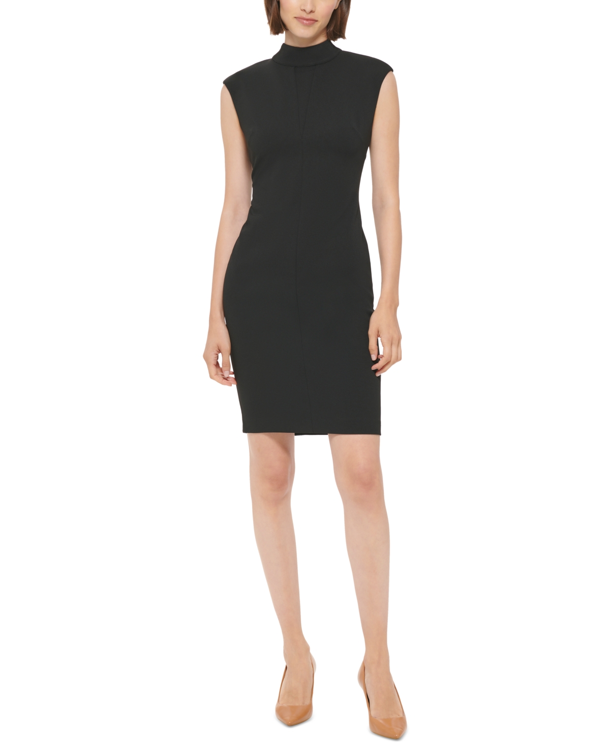 Calvin Klein Mock-Neck Scuba-Crepe Sheath Dress