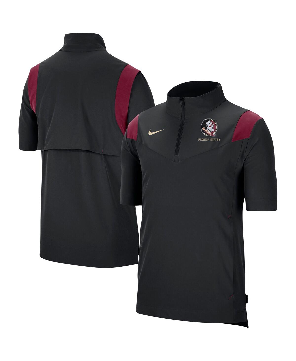Men's Nike Black Florida State Seminoles Coach Short Sleeve Quarter-Zip Jacket