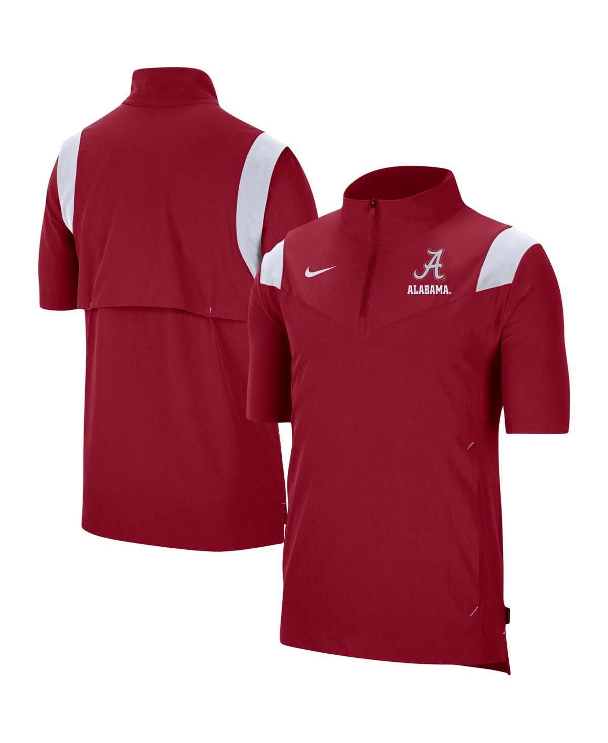 Shop Nike Men's  Crimson Alabama Crimson Tide Coach Short Sleeve Quarter-zip Jacket