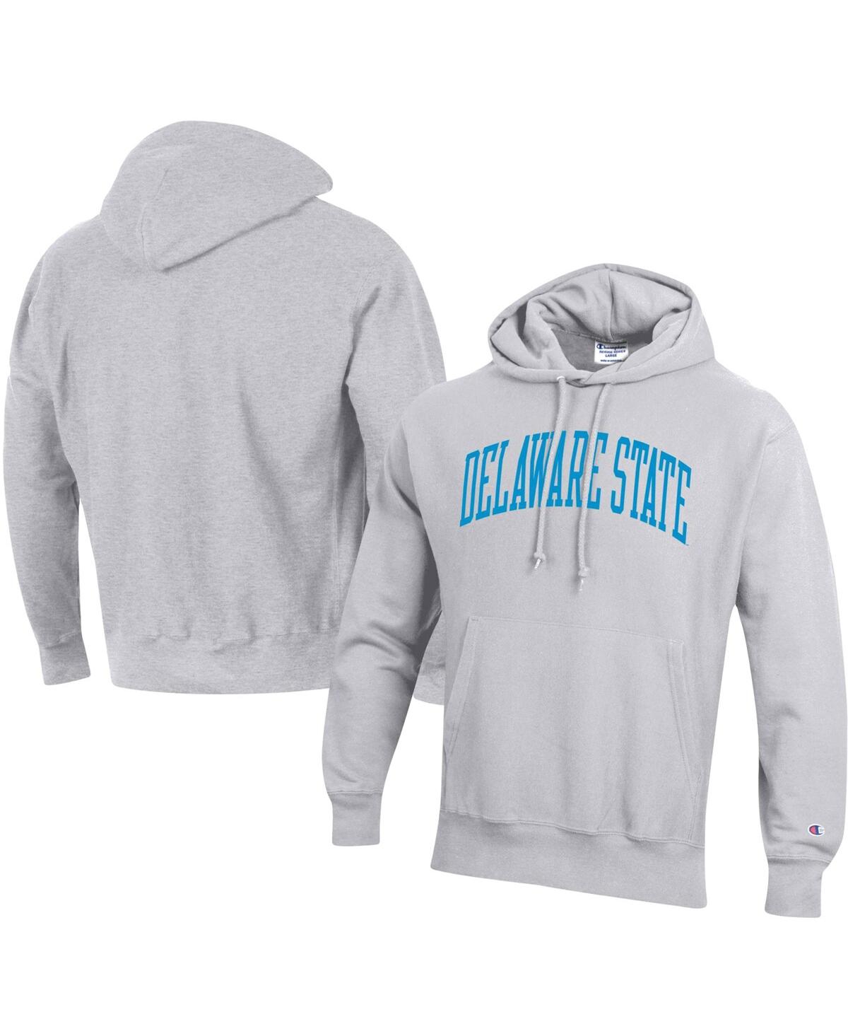 CHAMPION MEN'S CHAMPION GRAY DELAWARE STATE HORNETS TALL ARCH PULLOVER HOODIE