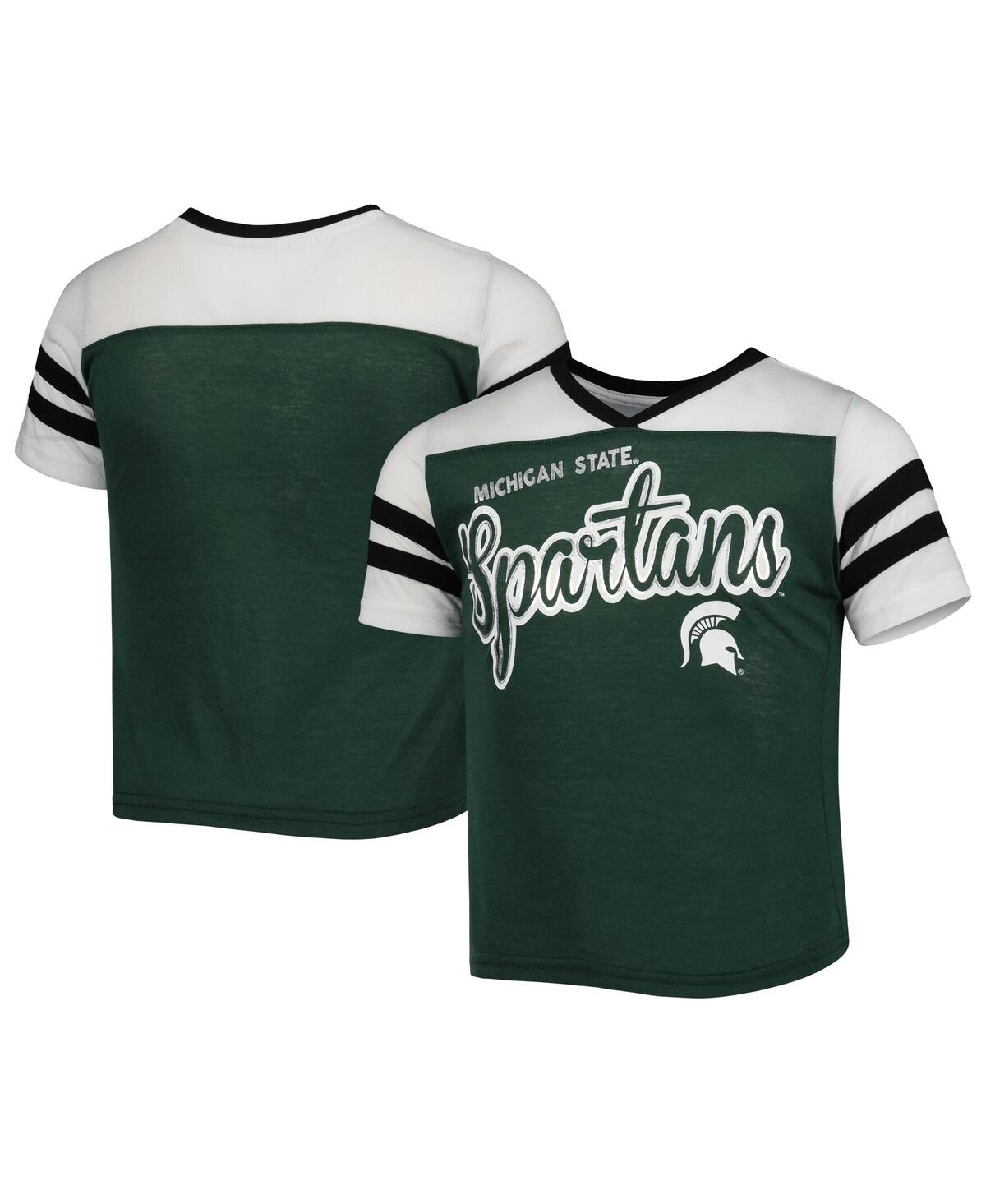 Shop Colosseum Big Girls  Green Michigan State Spartans Practically Perfect Striped T-shirt