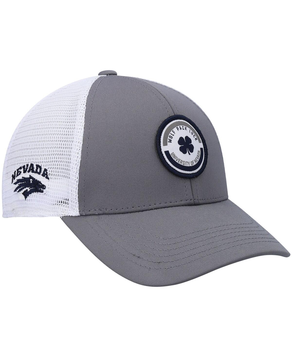 Shop Black Clover Men's Gray, White Nevada Wolf Pack Motto Trucker Snapback Hat In Gray,white