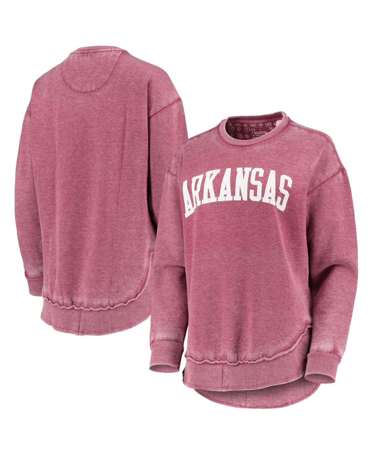 Pressbox Women's Crimson Alabama Crimson Tide Vintage-like Wash Pullover Sweatshirt In Cardinal