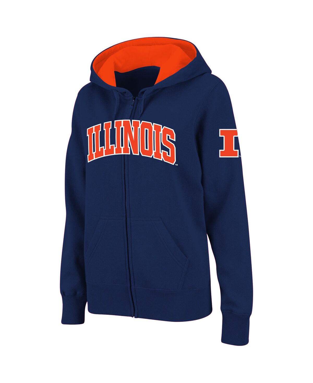 COLOSSEUM WOMEN'S COLOSSEUM NAVY ILLINOIS FIGHTING ILLINI ARCHED NAME FULL-ZIP HOODIE