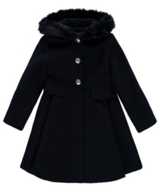S Rothschild \u0026 Co Big Girls Hooded Faux Fur Trim Coat - Midnight - Size L