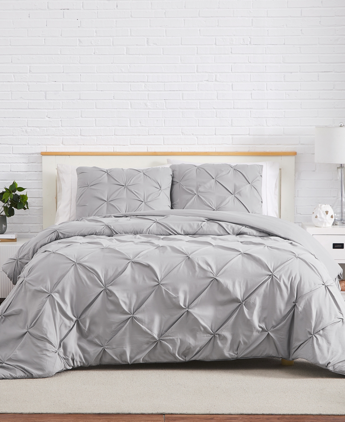 Southshore Fine Linens Pintuck 3 Piece Duvet Cover And Sham Set, Full/queen In Gray