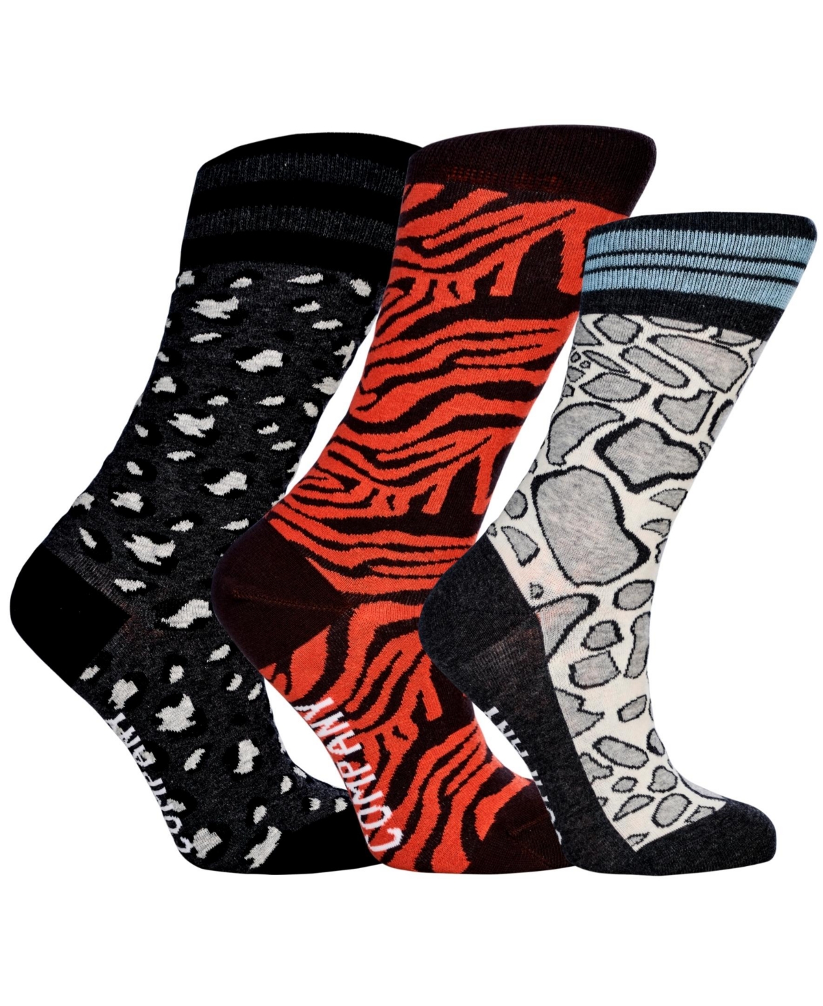 Love Sock Company Women's Wild Cats Bundle of Cotton, Seamless Toe Premium Colorful Animal Print Patterned Crew Socks, Pack of 3