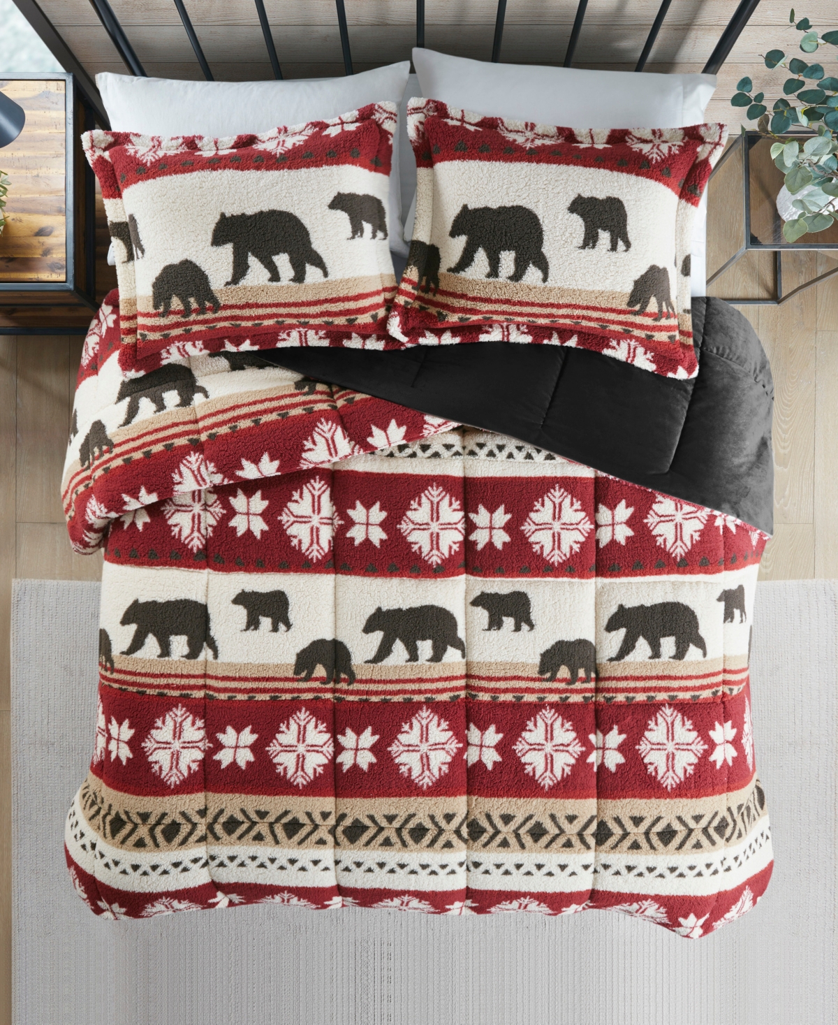 Woolrich Tunbridge Sherpa 3-pc. Comforter Set, King/california King In Red,black