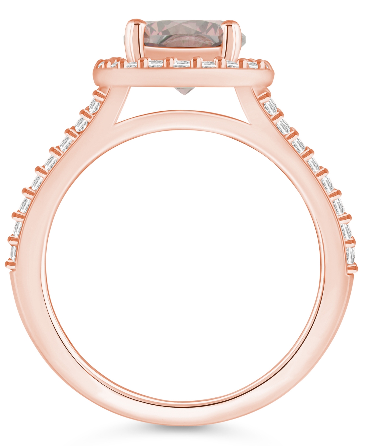 Macy's(1-7/8 ct. t.w.) and Diamond (1/2 ct. t.w.) Halo Ring in 14K Rose Gold - Morganite