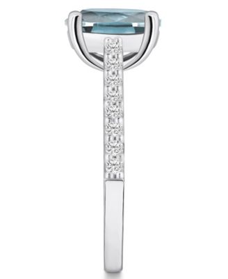 Aquamarine (2-1/2 ct. t.w.) and Diamond (1/4 ct. t.w.) Ring in 14K White Gold
