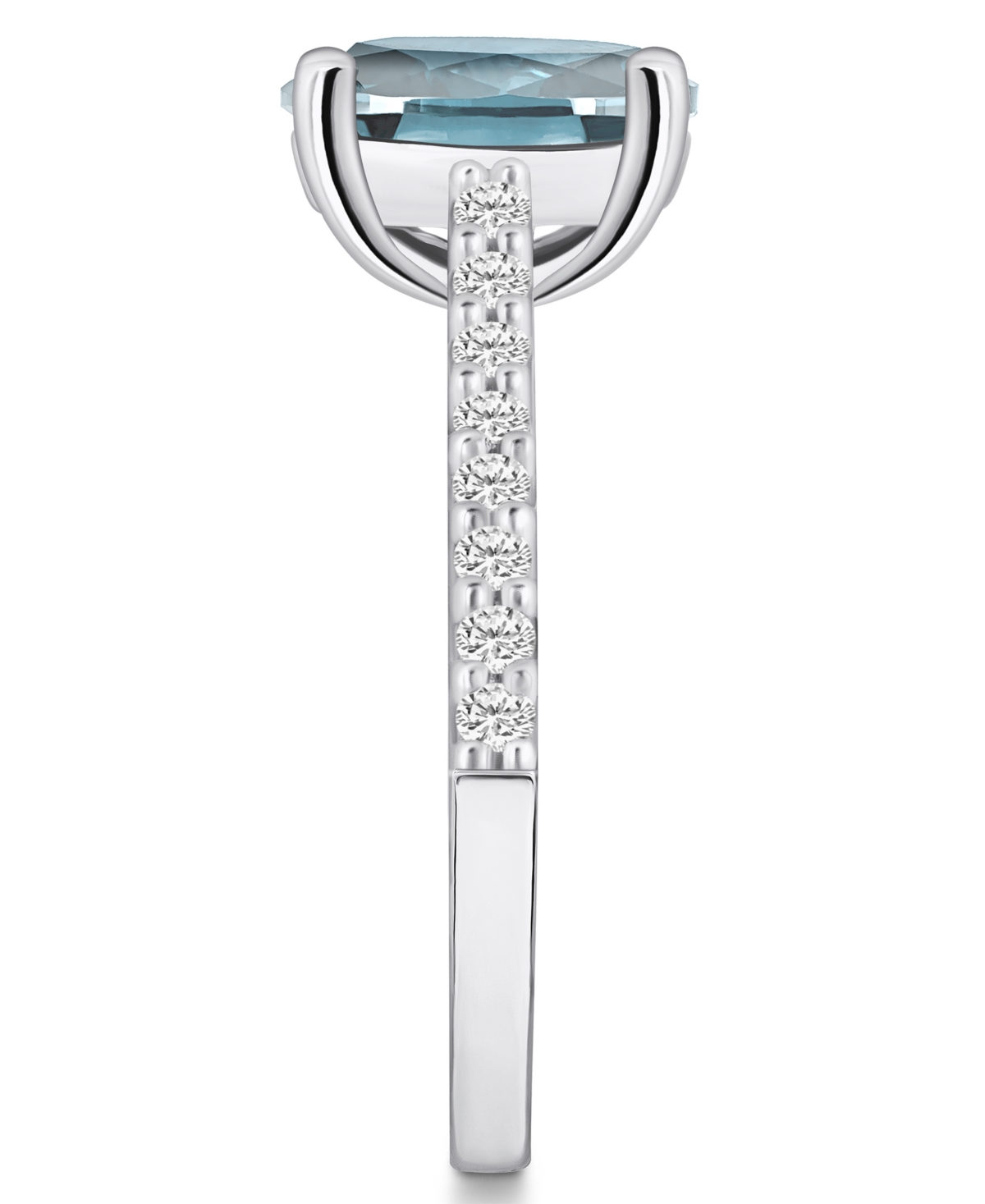 Macy's(2-1/2 ct. t.w.) and Diamond (1/4 ct. t.w.) Ring in 14K White Gold - Aquamarine