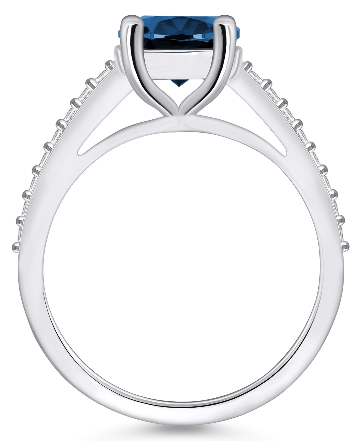 Macy's(3-5/8 ct. t.w.) and Diamond (1/4 ct. t.w.) Ring in 14K White Gold - London Blue Topaz