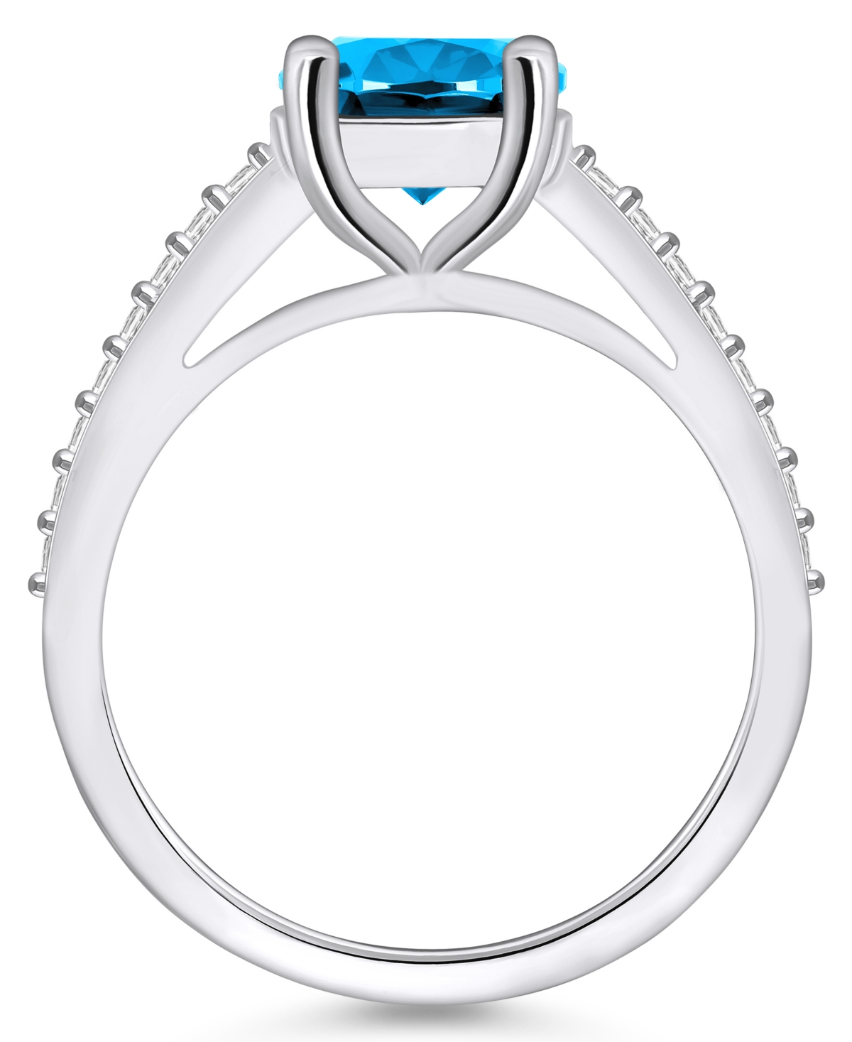 Macy's(3-5/8 ct. t.w.) and Diamond (1/4 ct. t.w.) Ring in 14K White Gold - Blue Topaz