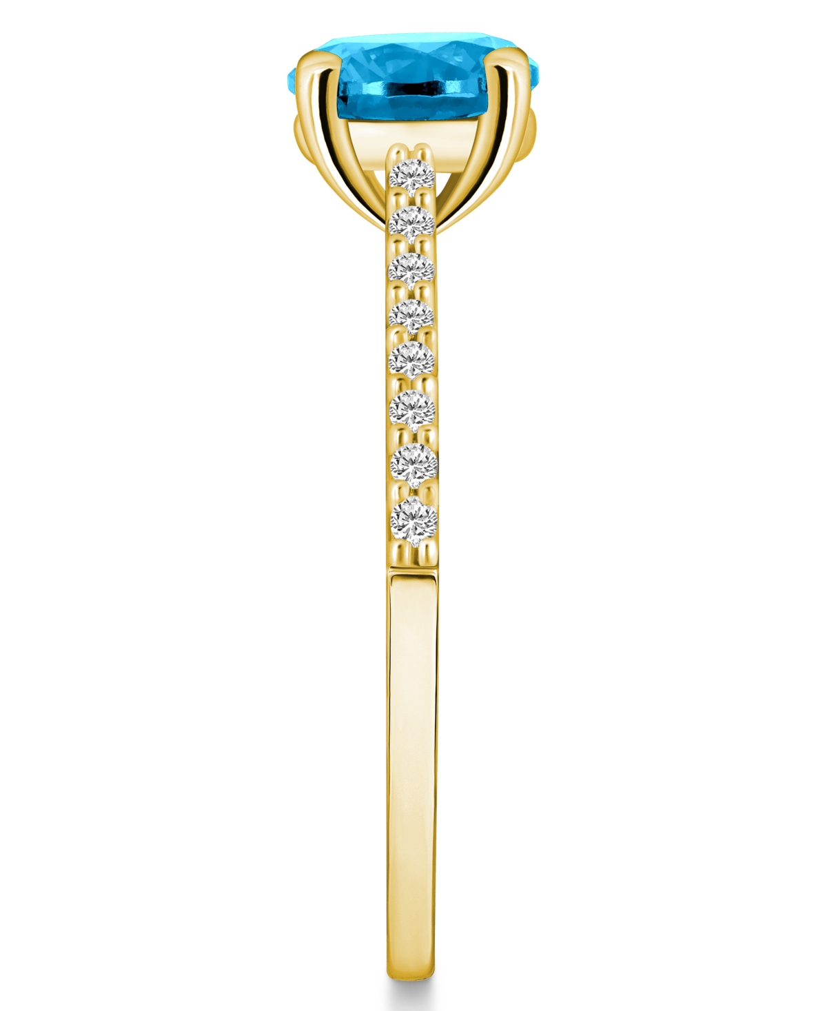 Macy's(1-5/8 ct. t.w.) and Diamond (1/6 ct. t.w.) Ring in 14K Yellow Gold - Blue Topaz