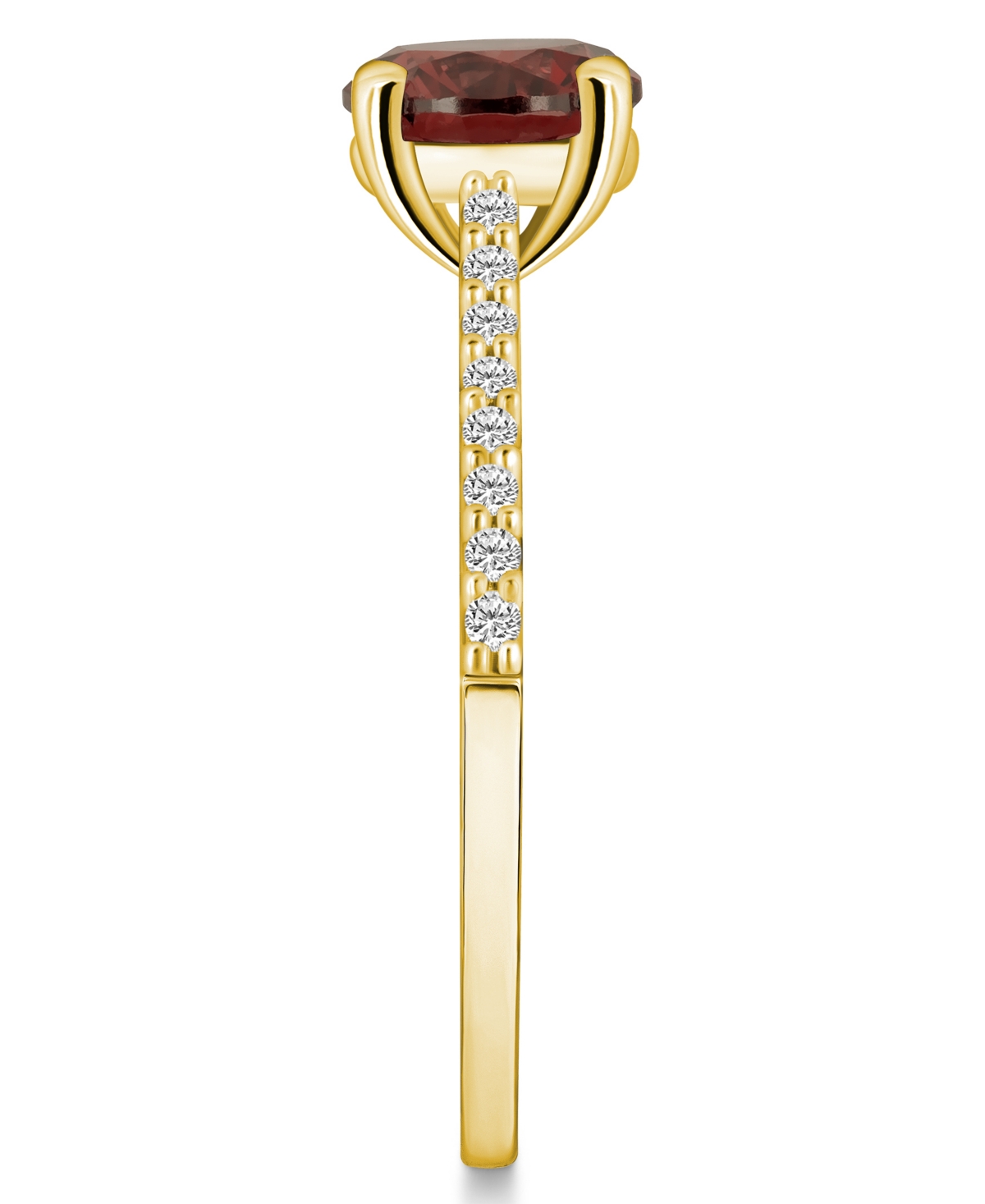 Macy's(1-5/8 ct. t.w.) and Diamond (1/6 ct. t.w.) Ring in 14K Yellow Gold - Garnet