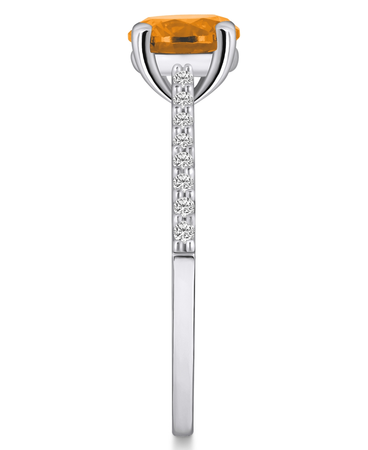 Macy's(1-1/4 ct. t.w.) and Diamond (1/6 ct. t.w.) Ring in 14K White Gold - Citrine