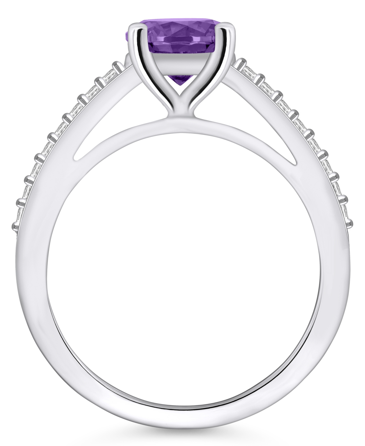 Macy's(1-1/4 ct. t.w.) and Diamond (1/6 ct. t.w.) Ring in 14K White Gold - Amethyst