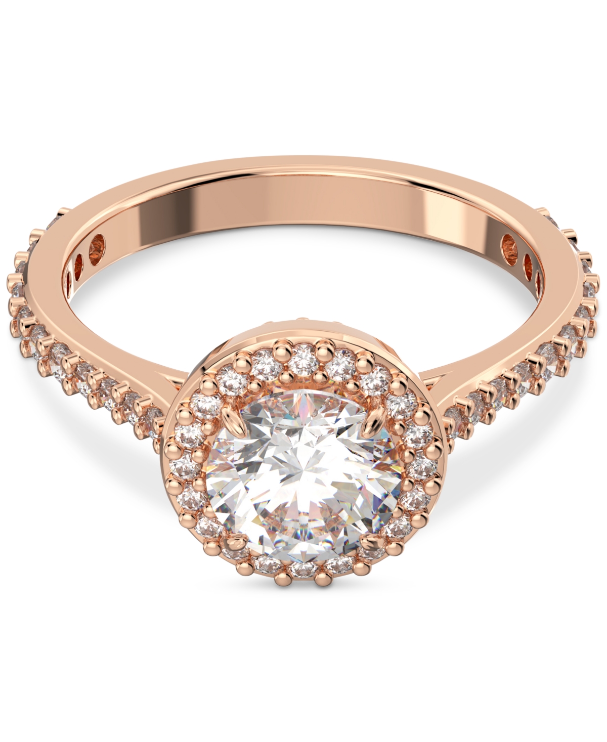 Swarovski Silver-Tone Constella Crystal Cocktail Ring -(Rose Gold)