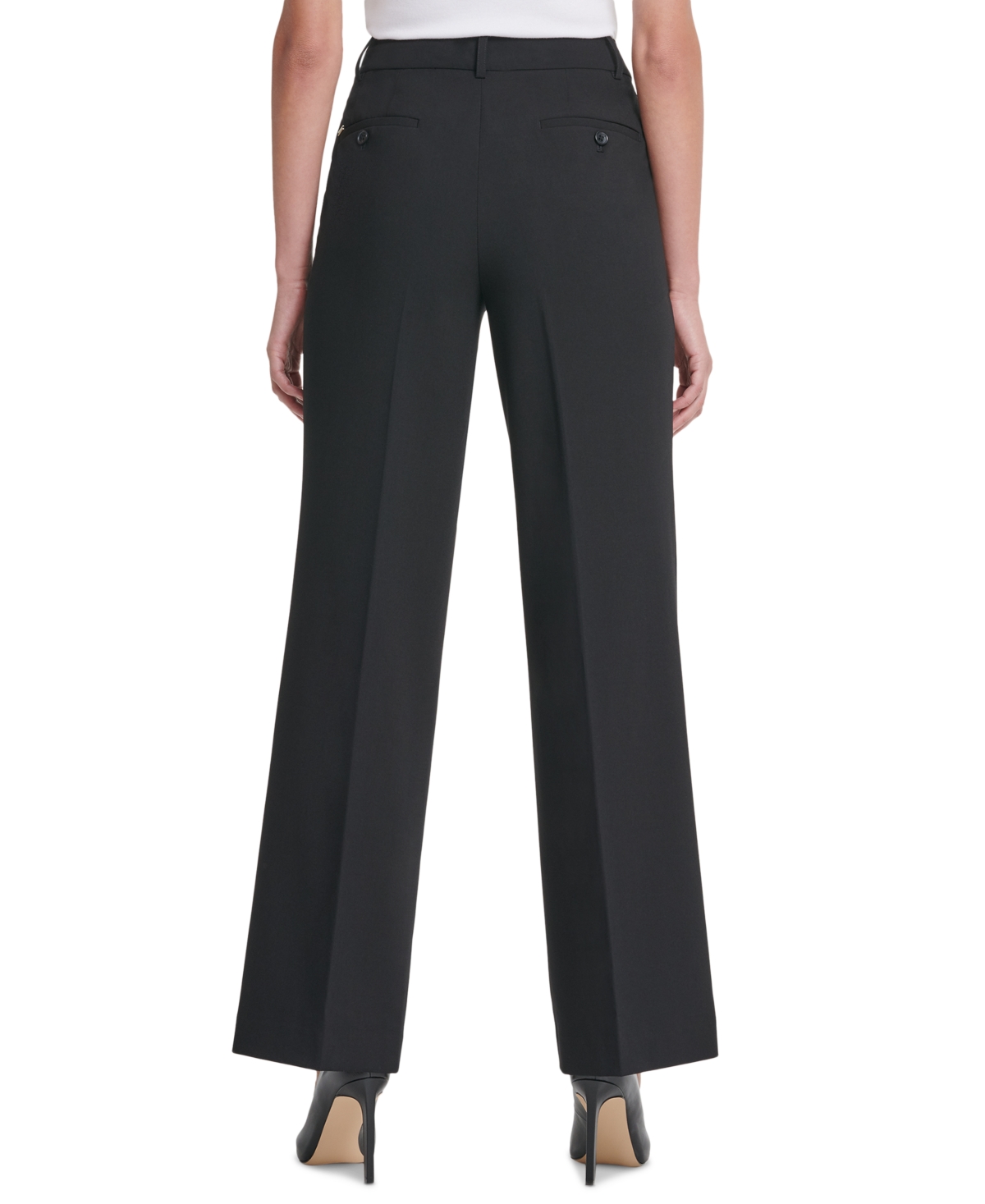 Dkny Women's Solid High-Rise Wide-Leg Career Pants