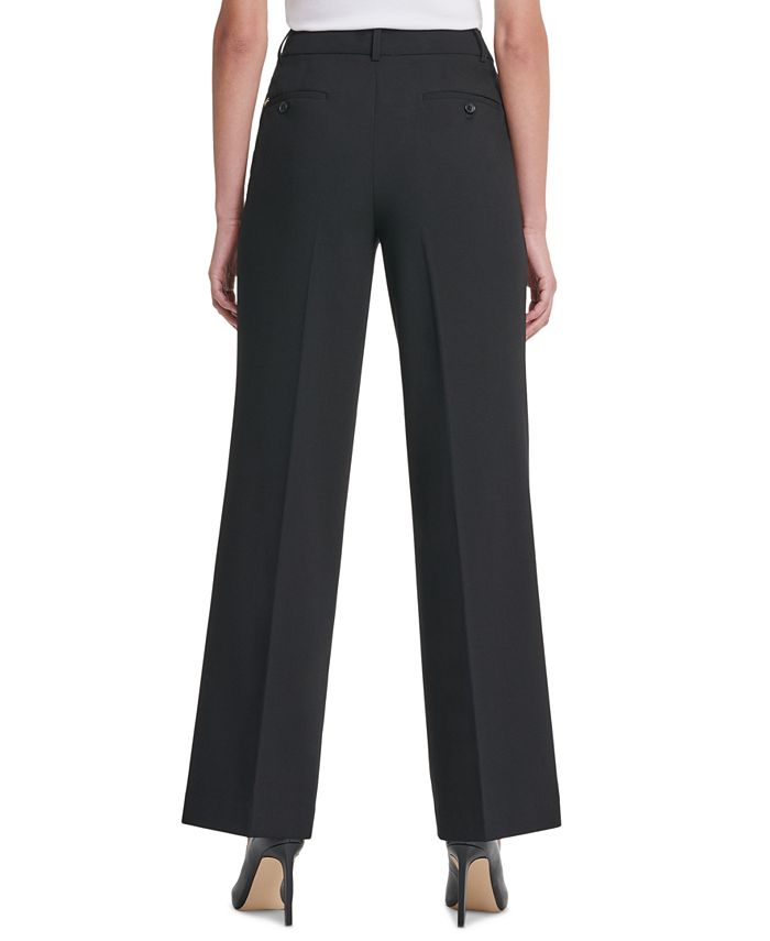 DKNY Women's Solid High-Rise Wide-Leg Career Pants - Macy's