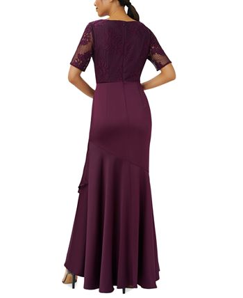 adrianna papell asymmetrical ruffle gown