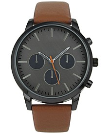 Men's Brown Rubber Strap Watch 45mm, Created for Macy's