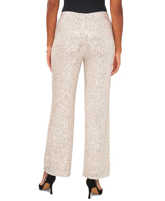 MSK Women's Sequined Pull-On High Rise Flat-Front Pants - Macy's