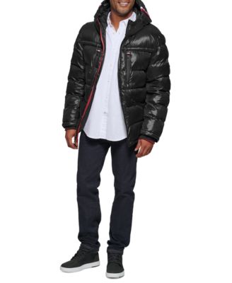 Men's Fashion Shine Quilted Hooded Puffer Jacket 