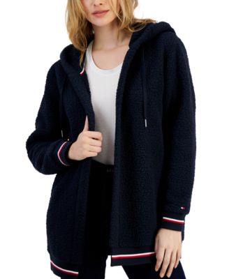 Tommy Hilfiger Women s Open Front Hooded Sherpa Fleece Jacket Macy s