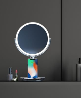 SpaStudio Vanity 8-inch Mirror with Built-In Qi Wireless Phone Charger, 5X and 10X Magnification