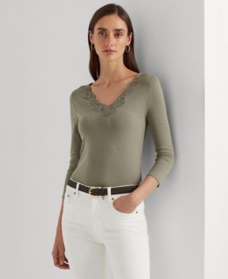 Lauren Ralph Lauren Lace Trim Suede Camisole, $398, Macy's