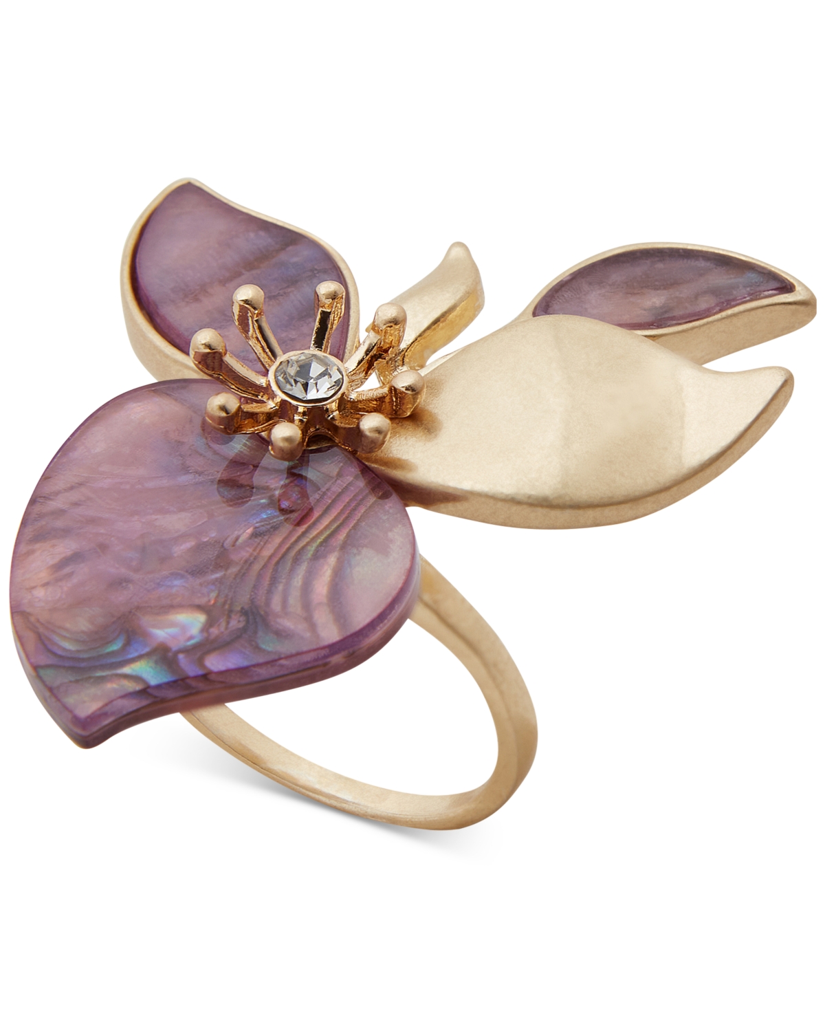 Lonna & Lilly Gold-tone Crystal & Color Flower Statement Ring In Wine