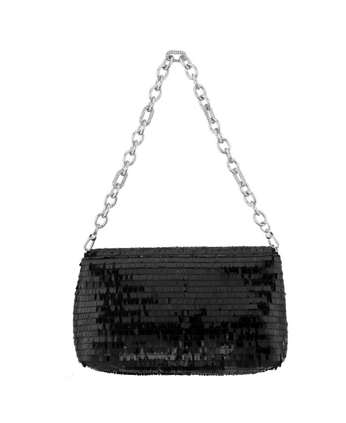 Nina Women's Fringe Sequin Baguette Bag with Crystal Buckle Handbag ...