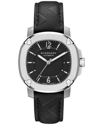 Burberry Men s Swiss The Britain Black Leather Strap Watch 43mm BBY1209 Macy s