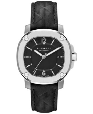 Burberry Men's Swiss The Britain Black Leather Strap Watch 43mm