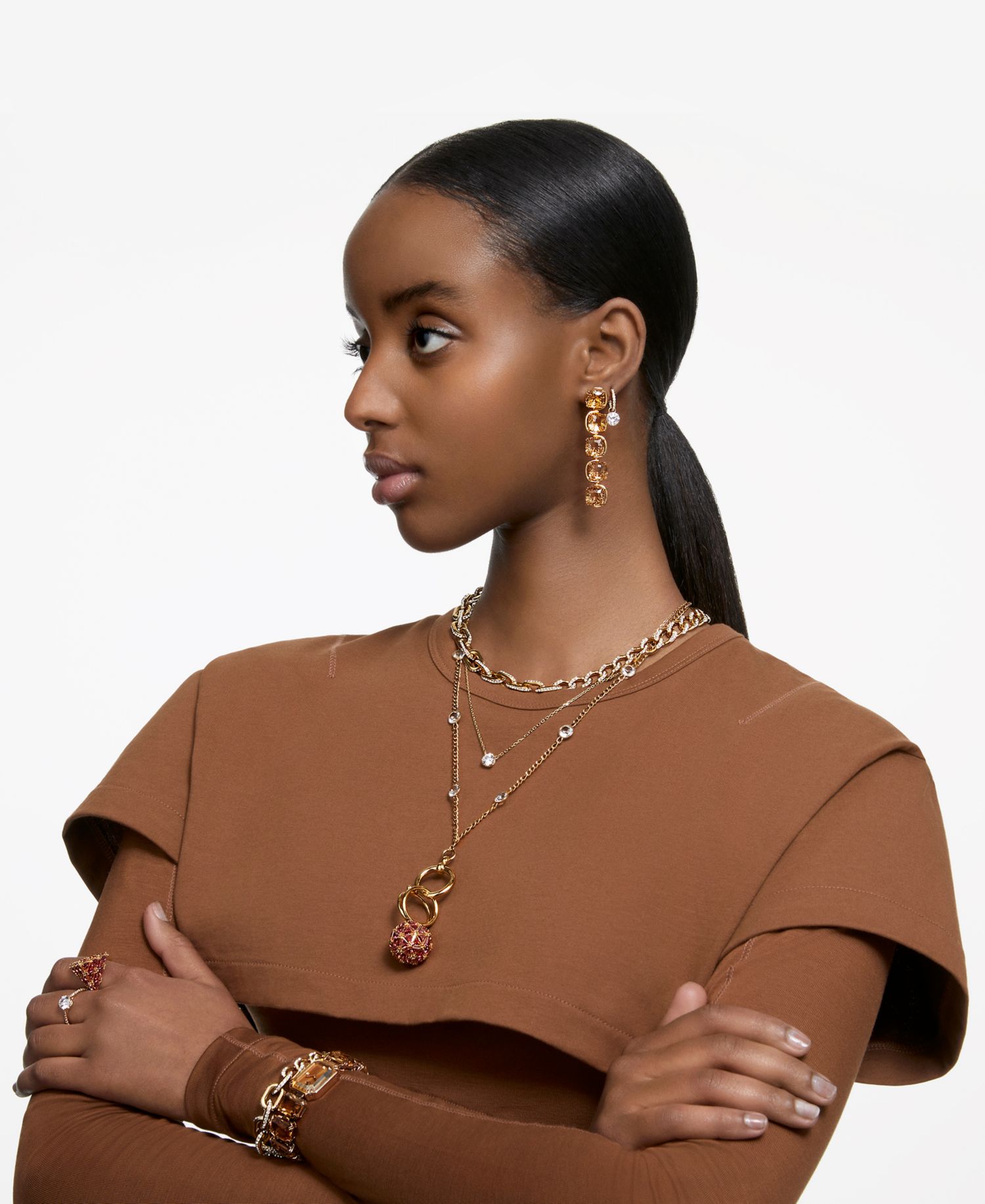 Gold-Tone Constella Crystal Cocktail Ring