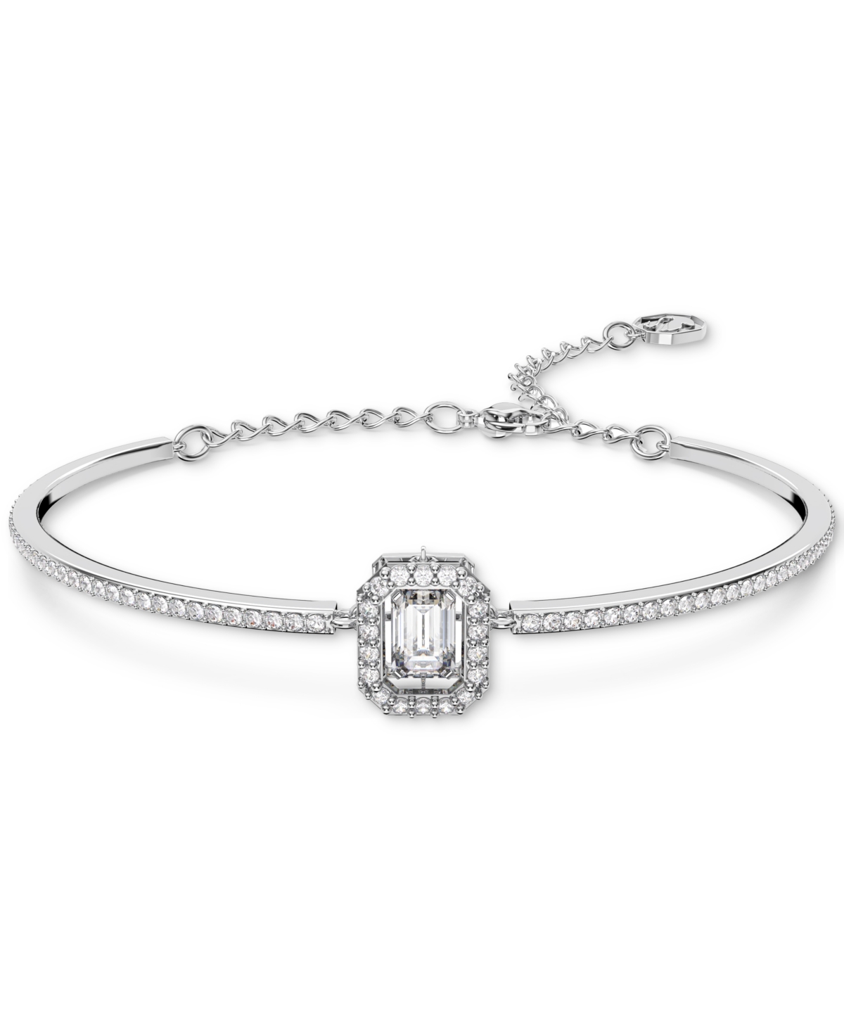Shop Swarovski Crystal Octagon Halo Bangle Bracelet In Silver