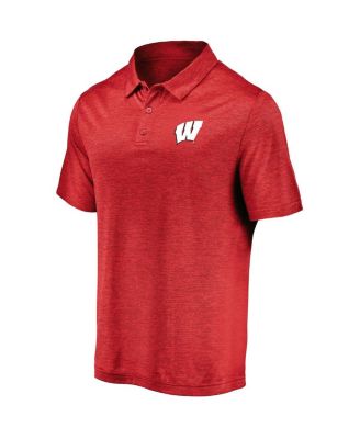 Men's Red Wisconsin Badgers Primary Logo Striated Polo Shirt