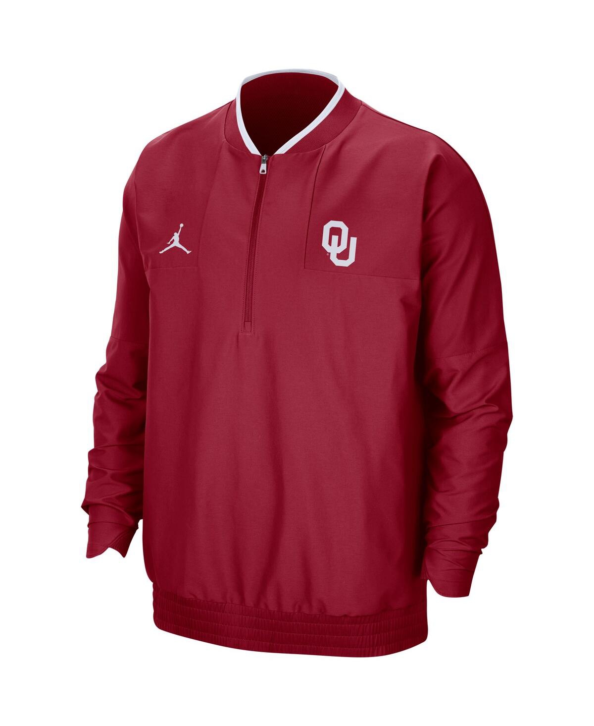 JORDAN MEN'S JORDAN CRIMSON OKLAHOMA SOONERS 2021 COACH HALF-ZIP JACKET 