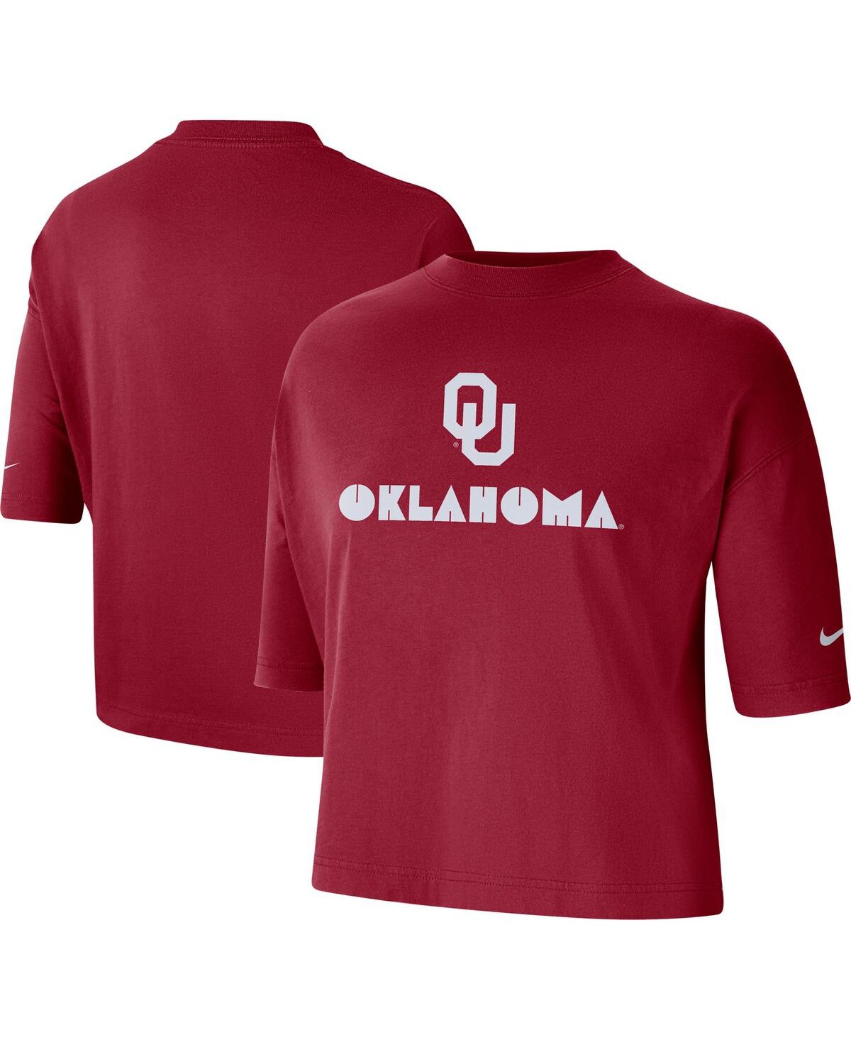Women's NikeOklahoma Sooners Crop Performance T-shirt - Crimson