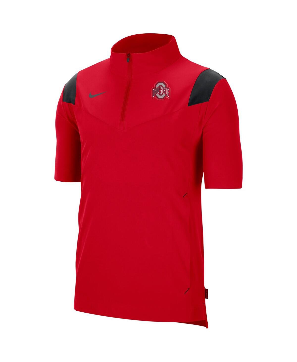 Shop Nike Men's  Scarlet Ohio State Buckeyes Coach Short Sleeve Quarter-zip Jacket