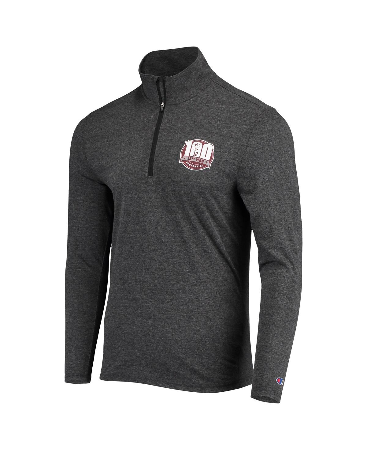 Champion Men's  Heathered Black Texas A&m Aggies 12th Man Centennial Field Day Quarter-zip Jacket In Heathered Black