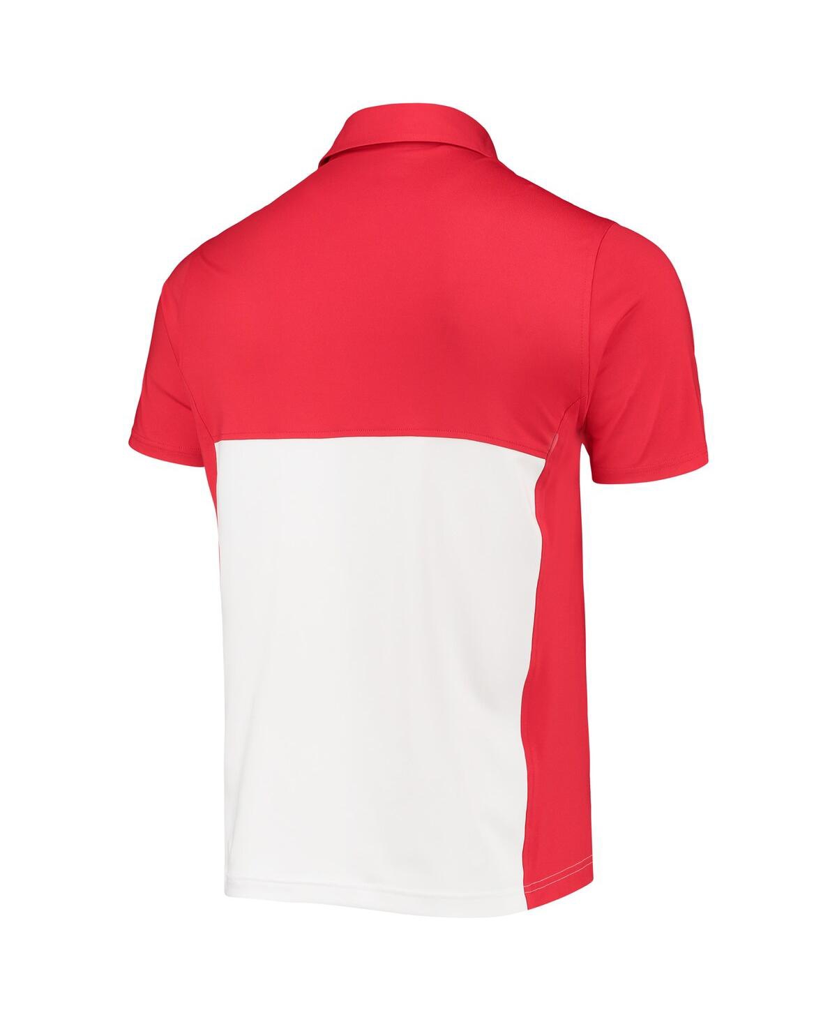 Shop Under Armour Men's  Red, White Maryland Terrapins 2022 Blocked Coaches Performance Polo Shirt In Red,white