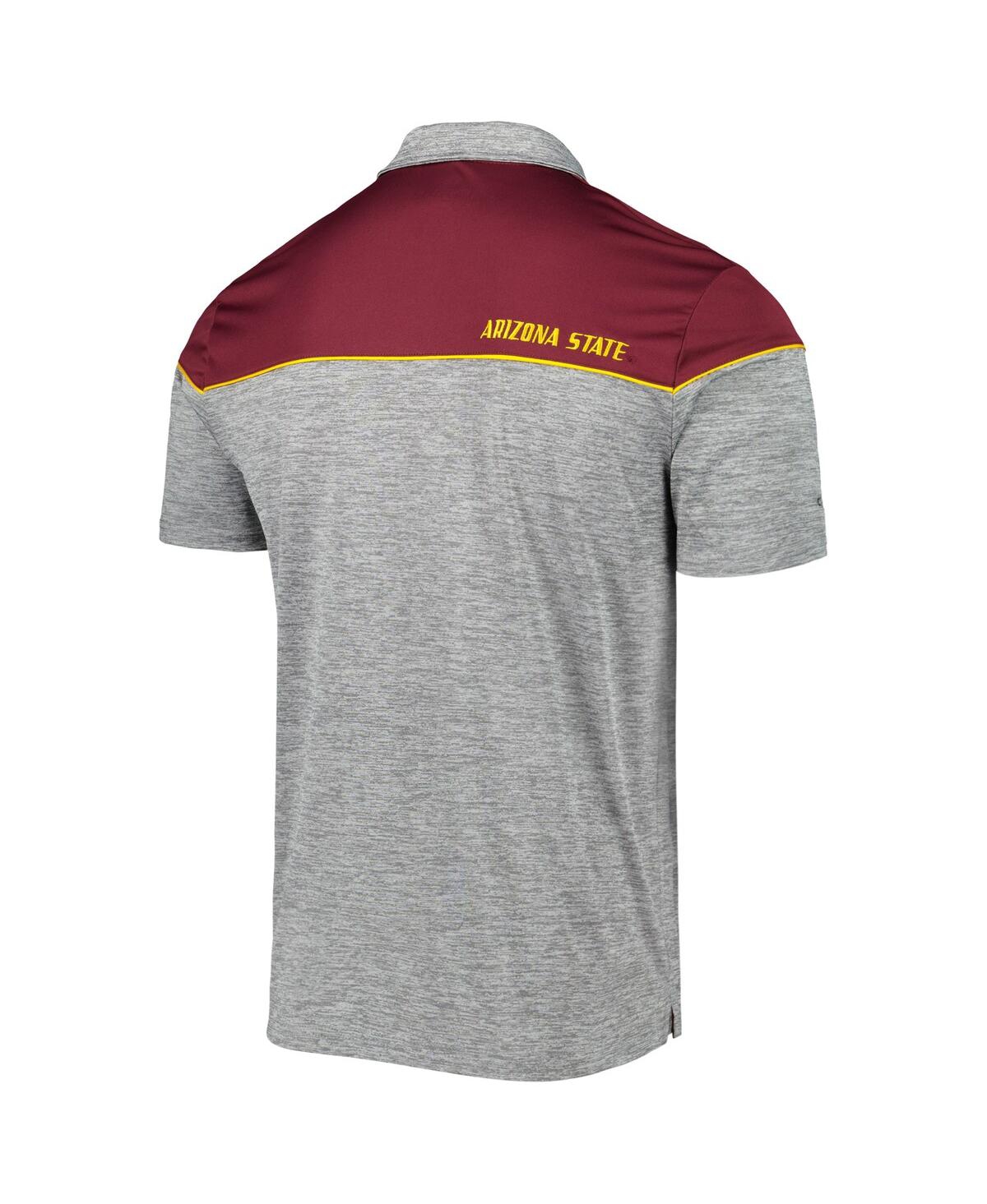 Colosseum Men's  Heathered Gray, Maroon Arizona State Sun Devils Birdie Polo Shirt In Heathered Gray,maroon